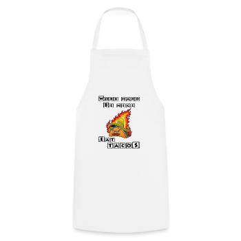Travaillez dur Soyez gentil Mangez des tacos - Tablier de cuisine - blanc - Devant - AI Model Male 185 dark (185cm)