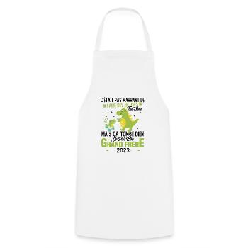 Je vais être grand frère 2023 / Cadeau grand frère - Tablier de cuisine - blanc - Devant - AI Model Male 185 dark (185cm)