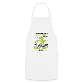Je vais être grand frère 2026 / Cadeau grand frère - Tablier de cuisine - blanc - Devant - AI Model Male 185 dark (185cm)
