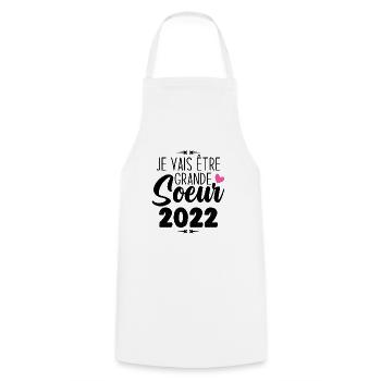 Je Vais Être Grande Sœur 2022, Annonce Grossesse - Tablier de cuisine - blanc - Devant - AI Model Male 185 dark (185cm)