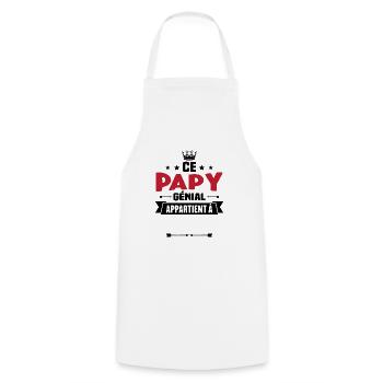 Ce papy génial appartient à [Personnalisable] - Tablier de cuisine - blanc - Devant - AI Model Male 185 dark (185cm)