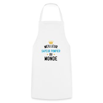 Cadeau Meilleur sapeur pompier du monde - Tablier de cuisine - blanc - Devant - AI Model Male 185 dark (185cm)