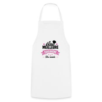 élue Meilleure cuisinière du monde - Tablier de cuisine - blanc - Devant - AI Model Male 185 dark (185cm)