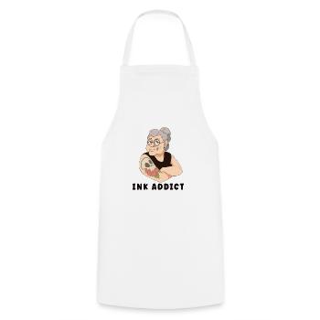 TATTOED GRANDMA TATTOO ARTIST INKING TATTOOS - Cooking Apron - white - Front - AI Model Male 185 dark (185cm)