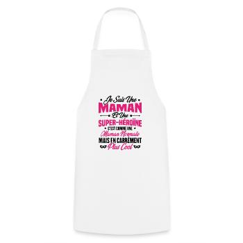 Je suis une maman et une super héroïne - Tablier de cuisine - blanc - Devant - AI Model Male 185 dark (185cm)