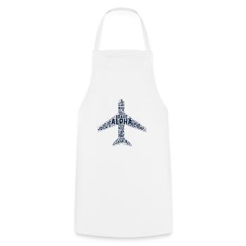 Avion Volant Alphabet Phonétique Cadeau - Tablier de cuisine - blanc - Devant - AI Model Male 185 dark (185cm)