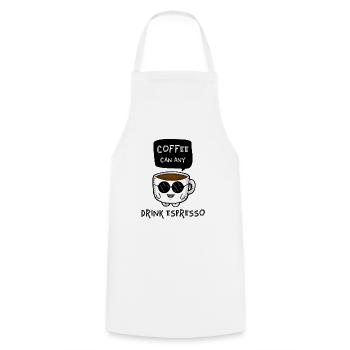 Coffee Can Any, Drink Espresso - Cooking Apron - white - Front - AI Model Male 185 dark (185cm)