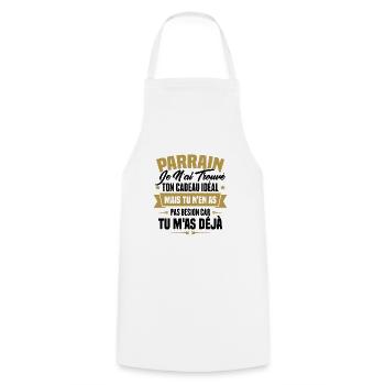 Parrain je n'ai trouvé ton cadeau idéal - Tablier de cuisine - blanc - Devant - AI Model Male 185 dark (185cm)