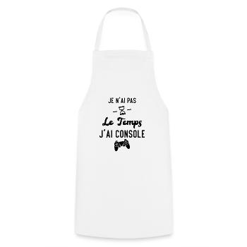 Je n'ai pas le temps j'ai console, Cadeau gamer - Tablier de cuisine - blanc - Devant - AI Model Male 185 dark (185cm)