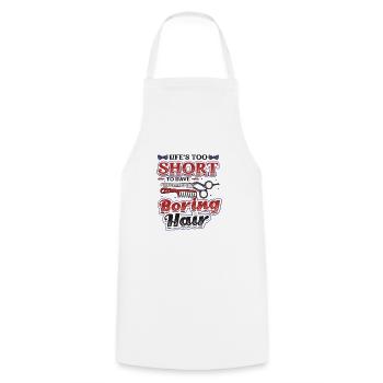 La vie est trop courte pour un ennuyeux - Tablier de cuisine - blanc - Devant - AI Model Male 185 dark (185cm)
