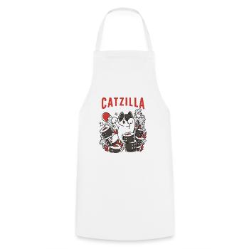 Catzilla Chat Mignon Humour Japon Sushi - Tablier de cuisine - blanc - Devant - AI Model Male 185 dark (185cm)