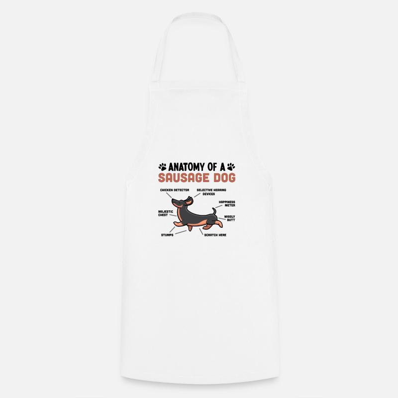 Anatomie d’un chien saucisse Drôle de teckel Cadeau - Tablier de cuisine - blanc