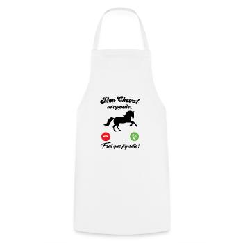 Mon cheval m'appelle faut quẹ j’y aille Cadeau - Tablier de cuisine - blanc - Devant - AI Model Male 185 dark (185cm)