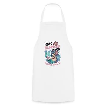 This mermaid is now 10.double digits. - Cooking Apron - white - Front - AI Model Male 185 dark (185cm)