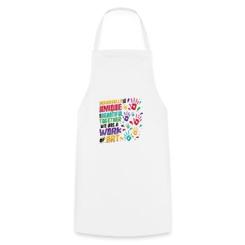Ensemble, nous sommes une œuvre d’art, enseignante préscolaire - Tablier de cuisine - blanc - Devant - AI Model Male 185 dark (185cm)