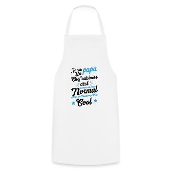 Je suis papa un chef cuisinier humour cadeau - Tablier de cuisine - blanc - Devant - AI Model Male 185 dark (185cm)