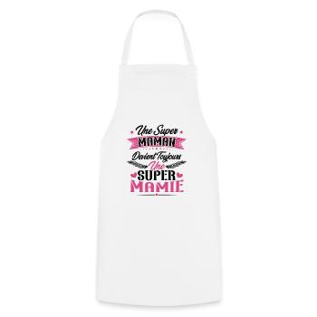 Une super maman devient toujours une super mamie - Tablier de cuisine - blanc - Devant - AI Model Male 185 dark (185cm)