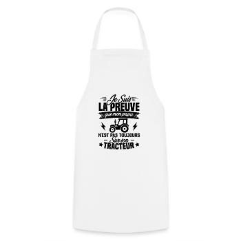 Je suis la preuve que mon papa tracteur humour - Tablier de cuisine - blanc - Devant - AI Model Male 185 dark (185cm)
