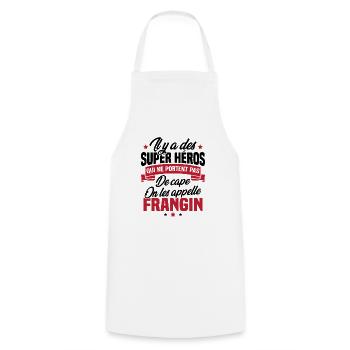Super héros on les appelle frangin cadeau - Tablier de cuisine - blanc - Devant - AI Model Male 185 dark (185cm)