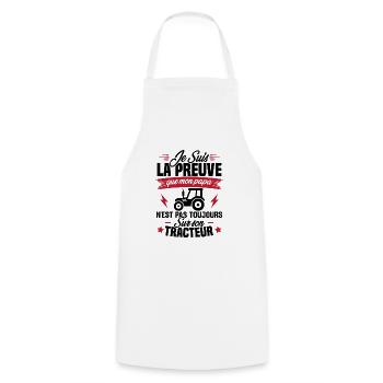 Preuve que mon papa tracteur, Papa agriculteur - Tablier de cuisine - blanc - Devant - AI Model Male 185 dark (185cm)