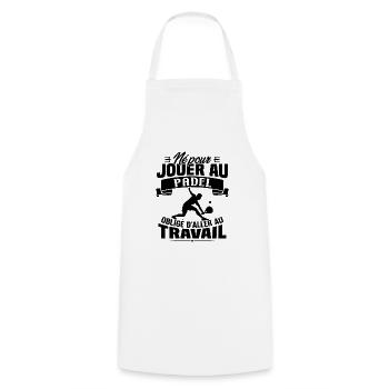 Né pour jouer au padel - Cadeau joueur de padel - Tablier de cuisine - blanc - Devant - AI Model Male 185 dark (185cm)