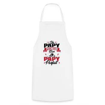 Un papy pêcheur est un papy parfait - Tablier de cuisine - blanc - Devant - AI Model Male 185 dark (185cm)