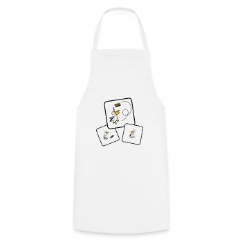 Pelican Fake News Comics - Cooking Apron - white - Front - AI Model Male 185 dark (185cm)