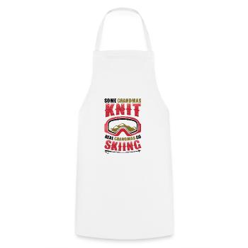 Real grandmas go skiing. - Cooking Apron - white - Front - AI Model Male 185 dark (185cm)