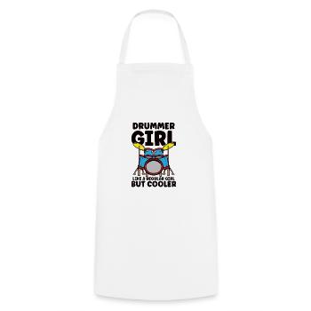 Drummer Drums Music Drum Set Drumming - Cooking Apron - white - Front - AI Model Male 185 dark (185cm)