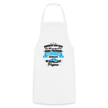 Les plus importants mappellent papou, Cadeau papou - Tablier de cuisine - blanc - Devant - AI Model Male 185 dark (185cm)