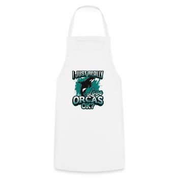 Orca Whale, I really love orcas. - Cooking Apron - white - Front - AI Model Male 185 dark (185cm)