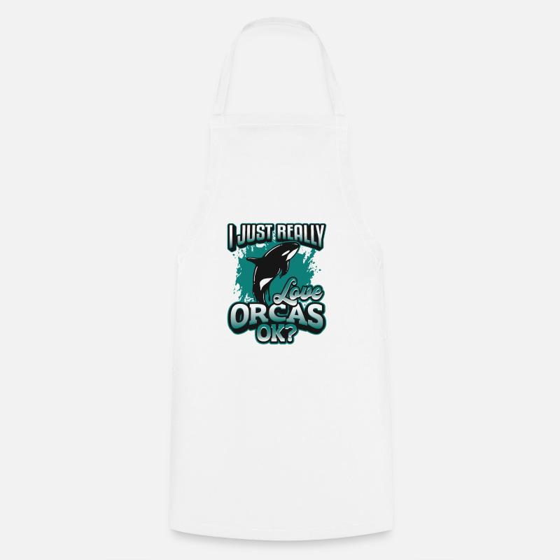 Orca Whale, j’aime beaucoup les orques. - Tablier de cuisine - blanc