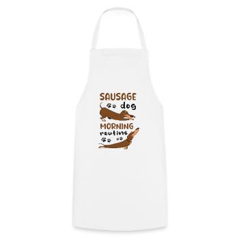 Wurst Hund Morgenroutine lustiges Geschenk - Kochschürze - Weiß - Vorne - AI Model Male 185 dark (185cm)
