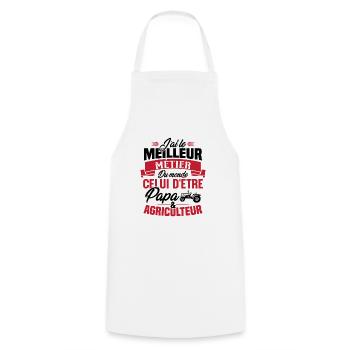 Papa et agriculteur, Cadeau papa agriculteur - Tablier de cuisine - blanc - Devant - AI Model Male 185 dark (185cm)