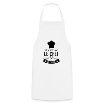 Ici c'est moi le chef certifié original de cuisine - Tablier de cuisine - blanc - Devant - AI Model Male 185 dark (185cm)