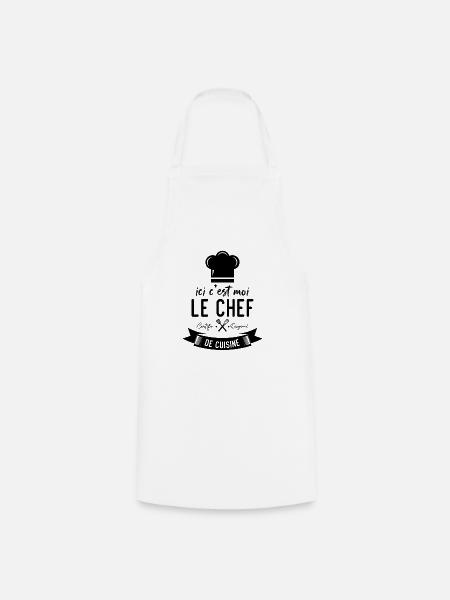 Ici c'est moi le chef certifié original de cuisine - Tablier de cuisine - blanc