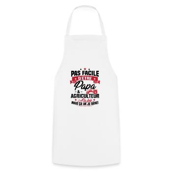 Pas facile d'être papa et agriculteur - Tablier de cuisine - blanc - Devant - AI Model Male 185 dark (185cm)