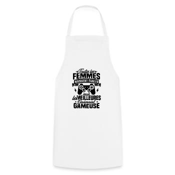 Les meilleures femmes deviennent gameuse - Tablier de cuisine - blanc - Devant - AI Model Male 185 dark (185cm)