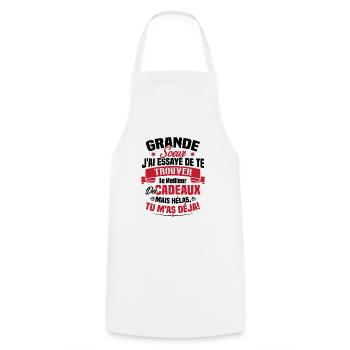 Grande Soeur J'ai essayé de te trouver des cadeaux - Tablier de cuisine - blanc - Devant - AI Model Male 185 dark (185cm)