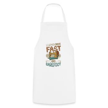 I drive fast and barefoot sewing machine Sewer - Cooking Apron - white - Front - AI Model Male 185 dark (185cm)
