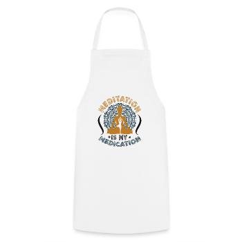 Meditation Ist Meine Medikation Kundalini Yoga - Kochschürze - Weiß - Vorne - AI Model Male 185 dark (185cm)