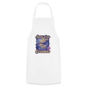 Rettet Unsere Ozeane, Sporttauchen - Kochschürze - Weiß - Vorne - AI Model Male 185 dark (185cm)