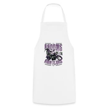 Brooms are for amateurs, Halloween witch motorcycle - Cooking Apron - white - Front - AI Model Male 185 dark (185cm)