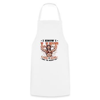 I know I'm lifting like a girl - Cooking Apron - white - Front - AI Model Male 185 dark (185cm)