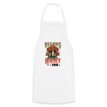 Veganer Jagen Zu Pilzjagd - Kochschürze - Weiß - Vorne - AI Model Male 185 dark (185cm)