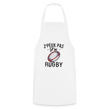 I can't I have rugby - Cooking Apron - white - Front - AI Model Male 185 dark (185cm)