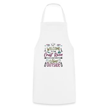 Salles d’artisanat, artistes, artisans, fil, crochet. - Tablier de cuisine - blanc - Devant - AI Model Male 185 dark (185cm)