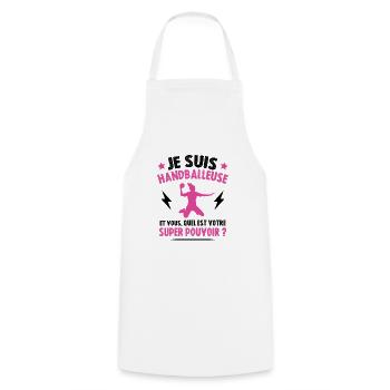 Handballeuse super-pouvoir - Tablier de cuisine - blanc - Devant - AI Model Male 185 dark (185cm)