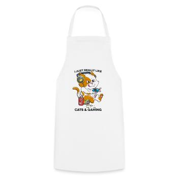 Kawaii Cats and Gaming Funny Cat Lover Gaming - Cooking Apron - white - Front - AI Model Male 185 dark (185cm)