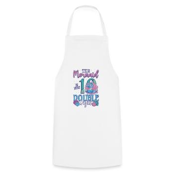 This mermaid is now 10, double digits - Cooking Apron - white - Front - AI Model Male 185 dark (185cm)